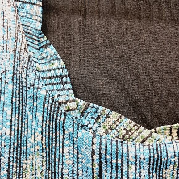 Blouse Size L Ombre Blue Lined Indie Liz Clairborne Retro Luxe Artsy Teacher Y2K - Picture 4 of 16